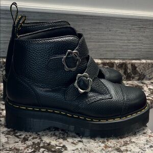 Dr. Martens Black Platform Shoes with Silver Accents
